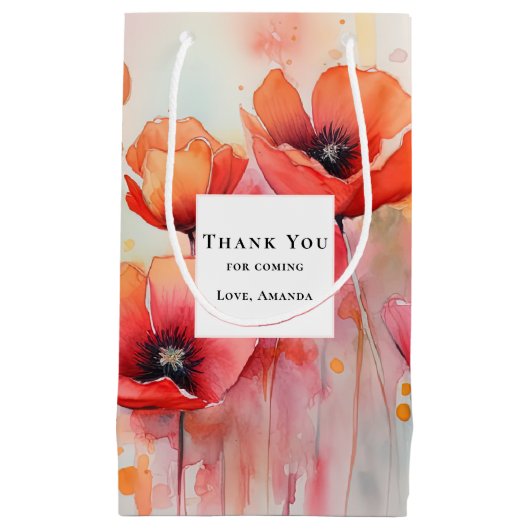 赤い水の色のケシ畑にありがとう スモールペーパーバッグ (正面)