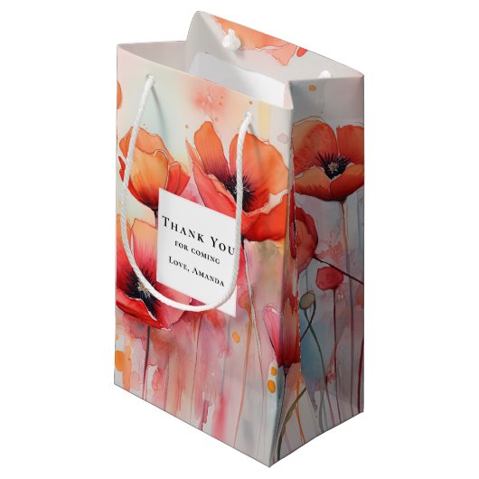 赤い水の色のケシ畑にありがとう スモールペーパーバッグ (正面アングル)