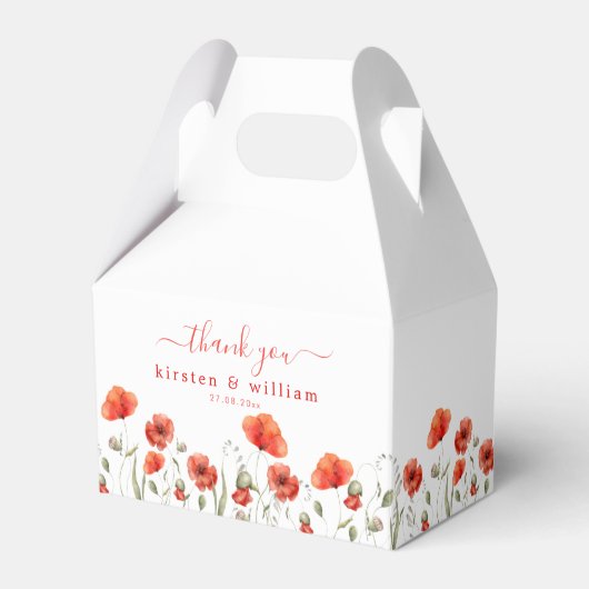 赤い水の色のケシ結婚スは、ありがとう フェイバーボックス (正面サイド)