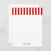 赤い水の色のストライプ ノートカード (正面/裏面)