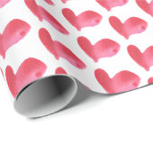 赤い水の色のハートパターンバレンタインギフト ラッピングペーパー (ロールコーナー)