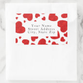 赤い水の色のハートパターンラベル 長方形シール (バッグ)