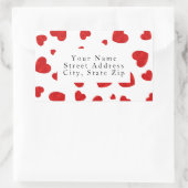 赤い水の色のハートパターン2ラベル 長方形シール (バッグ)