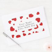 赤い水の色のハートパターン2ラベル 長方形シール (封筒)