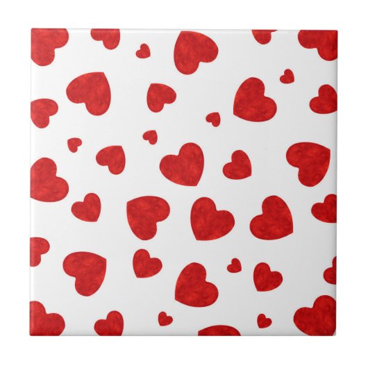 赤い水の色のハートパターン2 タイル (正面)