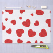 赤い水の色のハートパターン2 薄葉紙 (クラフト)