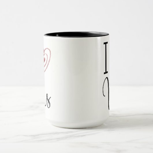 赤い水の色のハート、タイポグラフィと"私たちは大好き マグカップ (中央)