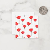 赤い水の色のポピーのパターン ノートカード (正面/裏面インサイチュ)