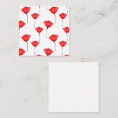 赤い水の色のポピーのパターン ノートカード (正面/裏面)