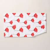 赤い水の色のポピーのパターン バスタオルセット (ハンドタオル)