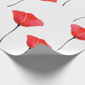 赤い水の色のポピーのパターン ラッピングペーパー (角)