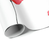 赤い水の色のポピーのパターン ラッピングペーパー (ロールコーナー)