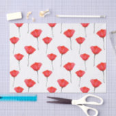 赤い水の色のポピーのパターン 薄葉紙 (クラフト)