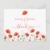 赤い水の色のポピー結婚ズ、ありがとうはがき ポストカード