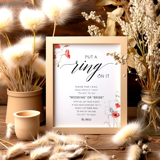 赤い水の色のリングや輪ゲームにブライダルシャワーを置く ポスター