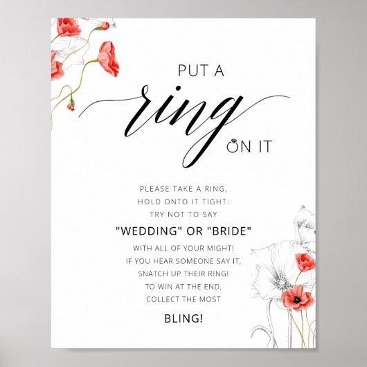 赤い水の色のリングや輪ゲームにブライダルシャワーを置く ポスター (正面)