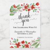 赤い水の色の花咲きありがとう結婚のミニ ワインラベル (シングルラベル)