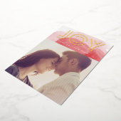 赤い水の色の金ゴールドJOYクリスマスフォト 箔シーズンカード (回転した状態)