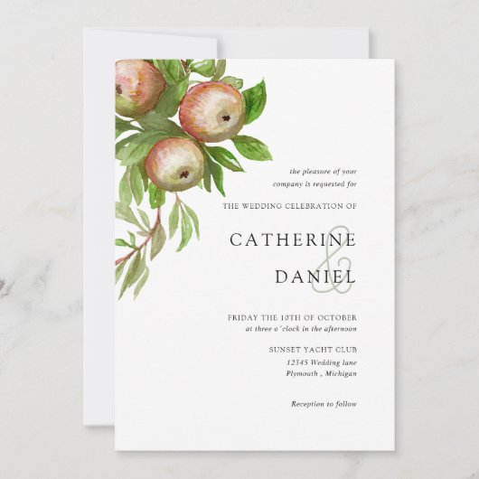 赤い水の色りんご結婚さん 招待状 (正面)