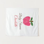 赤い水の色アップルベビーシャワー名のタイトルを追加 タペストリー (正面(横))