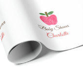 赤い水の色アップルベビーシャワー名のタイトルを追加 ラッピングペーパー (ロールコーナー)