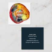 赤い水の色ブロブのテクスチャ付き海軍 スクエア名刺 (正面/裏面)