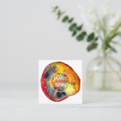 赤い水の色ブロブのテクスチャ付き海軍 スクエア名刺 (スタンド正面)