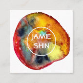 赤い水の色ブロブのテクスチャ付き海軍 スクエア名刺 (正面)