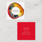 赤い水の色ブロブテクスチャ スクエア名刺 (正面/裏面)