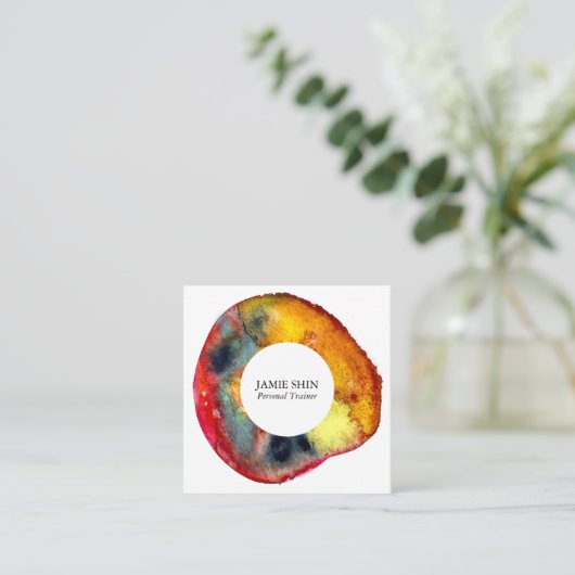 赤い水の色ブロブテクスチャ スクエア名刺 (スタンド正面)