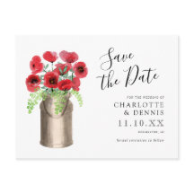 赤い水の色ポピー牛乳のバケツの日付を保存