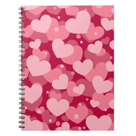 赤い水の色合いの愛のハート ノートブック (正面)