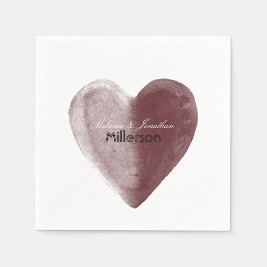 赤い水カラーハート スタンダードカクテルナプキン (正面)