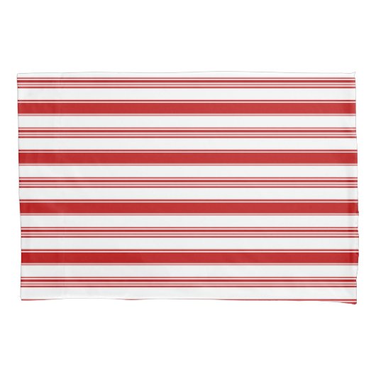 赤い水平ストライプ方向（大） 枕カバー (正面左)