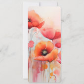 赤い水彩のポピー畑の結婚式 招待状 (裏面)