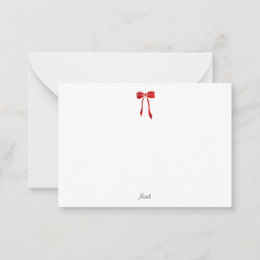 赤い水彩のリボン ノートカード (正面)