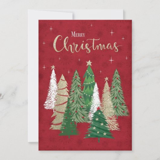 赤い水彩の木のクリスマスパーティーへの招待 招待状 (正面)