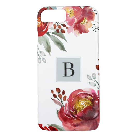 赤い水彩の花とシンプル Case-Mate iPhoneケース (裏面)
