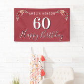 赤い水彩の花のフラワー 60歳の誕生日 横断幕 (インサイチュ)