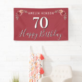 赤い水彩の花の70歳の誕生日 横断幕 (インサイチュ)