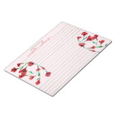 赤い水彩の花(裏パーソナライズされた) ノートパッド (アングル)