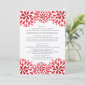 赤い水彩の菊の情報カード 招待状 (スタンド正面)