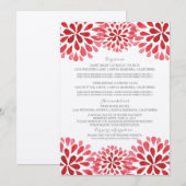 赤い水彩の菊の情報カード 招待状 (正面/裏面)