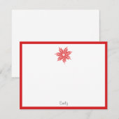 赤い水彩の雪の結晶   ノートカード (正面/裏面)