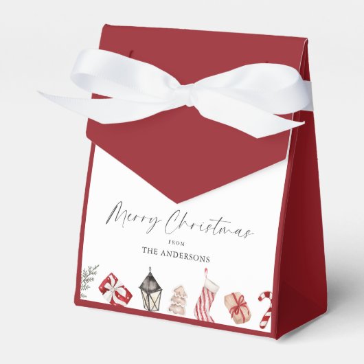 赤い水彩クリスマスボーダー フェイバーボックス (正面サイド)