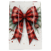 赤い水彩クリスマスリボン ギフトバッグ (裏面)