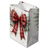 赤い水彩クリスマスリボン ギフトバッグ (裏面アングル)