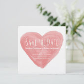 赤い水彩ハートの結婚式お知らせカード 招待状 (スタンド正面)