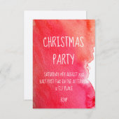 赤い水彩モダンなクリスマスパーティー 招待状 (正面/裏面)