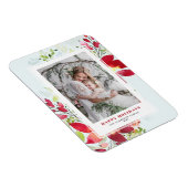 赤い水彩画のクリスマスによっては写真が開花します マグネット (右側)